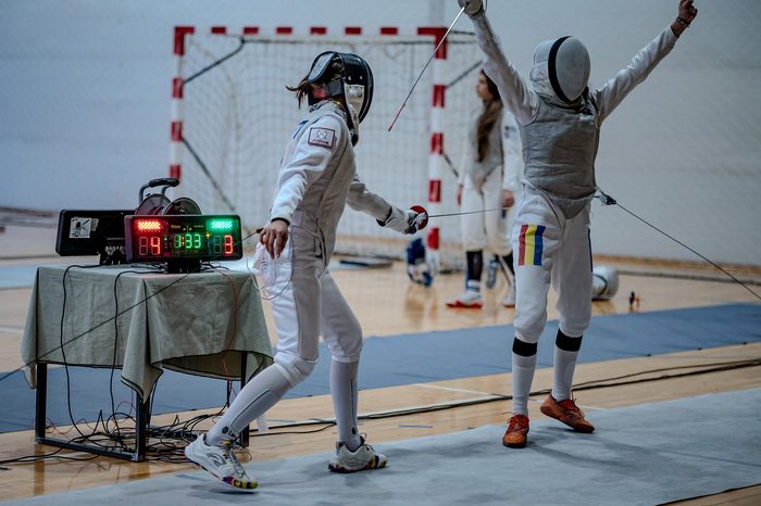 Scoreboard and celebration during the camp